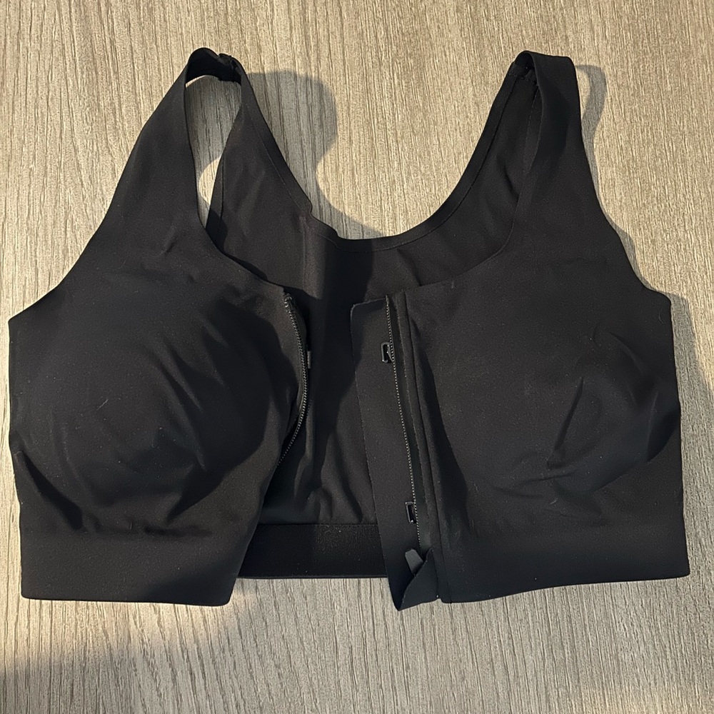 ZYIA Black Supportive Sports Bra with Front Zipper